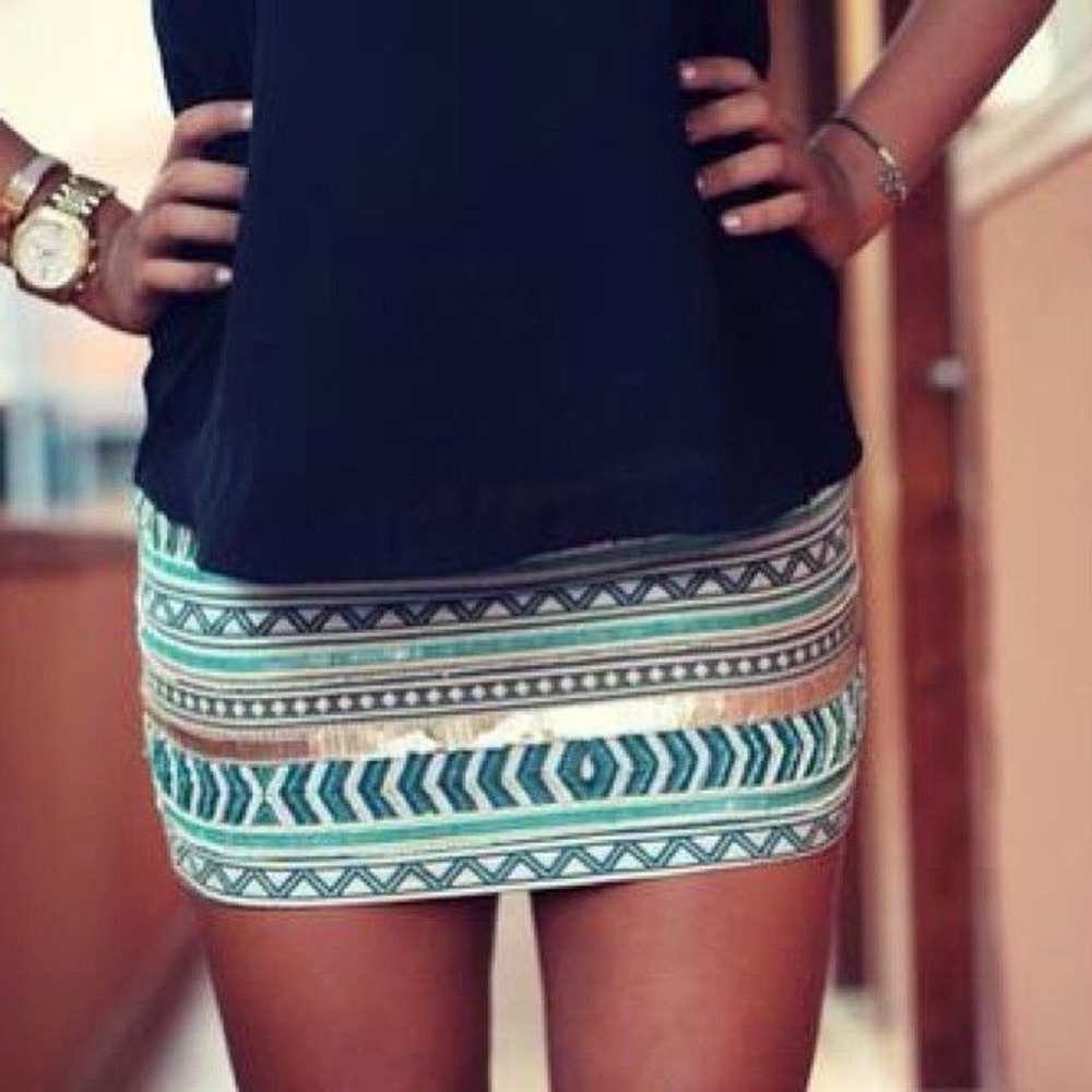 Full Sequin Turquoise Aztec Mini
